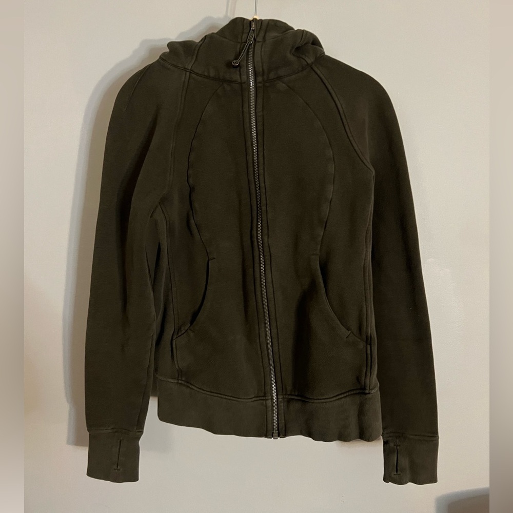 Lululemon Scuba Hoodie *Light Cotton Fleece in Dark Olive Size 6 - Picture 3 of 9